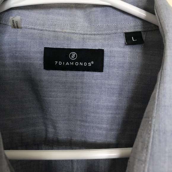 Men's summer button down shirt, blue, Size L - Picture 2 of 6